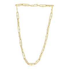 14k Yellow Gold High Polish Elongated Paperclip Jax Link Necklace - Sable Gold