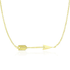 14k Yellow Gold Chain Necklace with Horizontal Arrow Pendant - Sable Gold