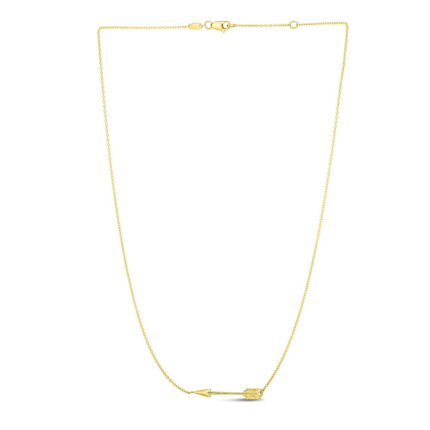 14k Yellow Gold Chain Necklace with Horizontal Arrow Pendant - Sable Gold