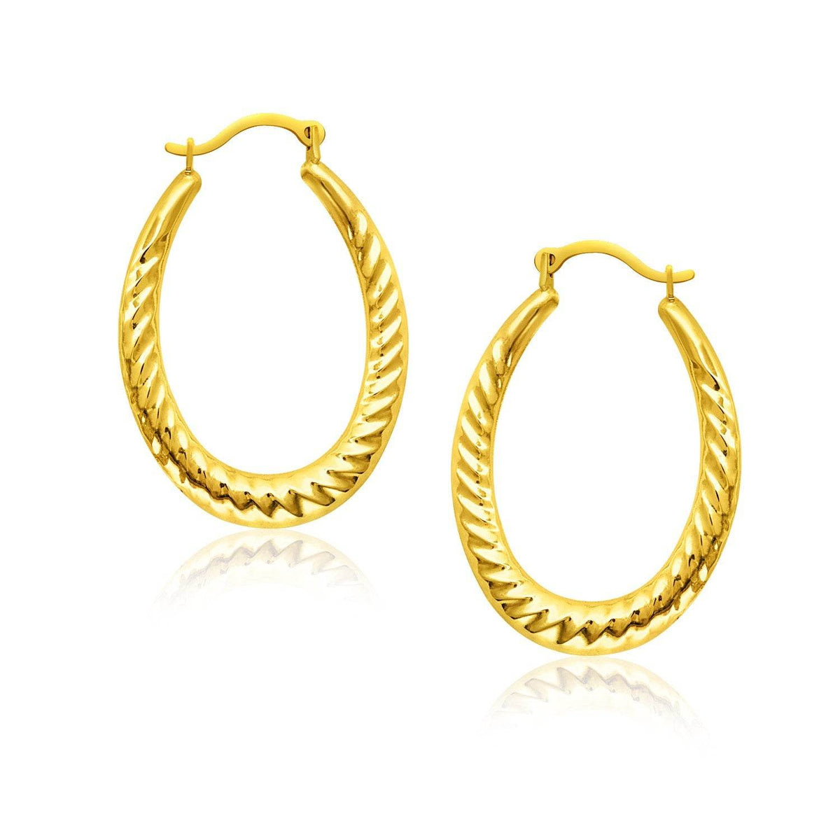 14k Yellow Gold Hoop Earrings with Textured Details - Sable Gold