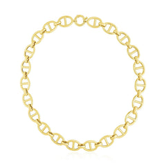 14k Yellow Gold High Polish Oval Mariner Link Necklace (13.8mm) - Sable Gold