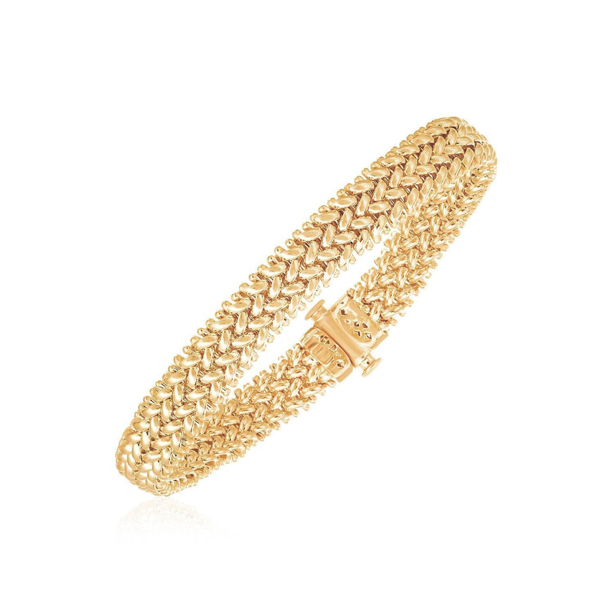 14k Yellow Gold High Polish Thick Braided Bracelet (8.80 mm) - Sable Gold