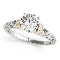 14k White And Yellow Gold Antique Style Diamond Engagement Ring (1 1/8 cttw) - Sable Gold