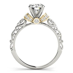 14k White And Yellow Gold Antique Style Diamond Engagement Ring (1 1/8 cttw) - Sable Gold