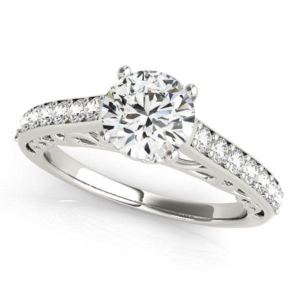 14k White Gold Unique Detailing Diamond Engagement Ring (1 1/3 cttw) - Sable Gold