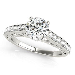 14k White Gold Unique Detailing Diamond Engagement Ring (1 1/3 cttw) - Sable Gold