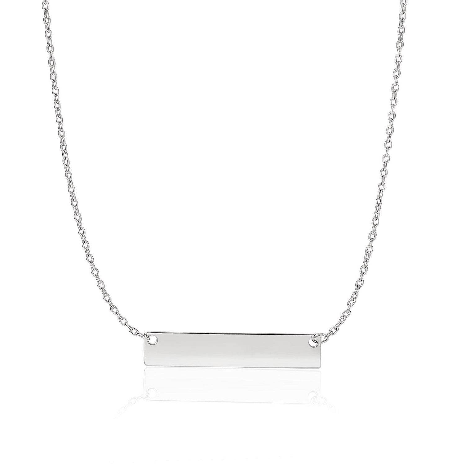 14k White Gold Smooth Flat Horizontal Bar Style Necklace - Sable Gold