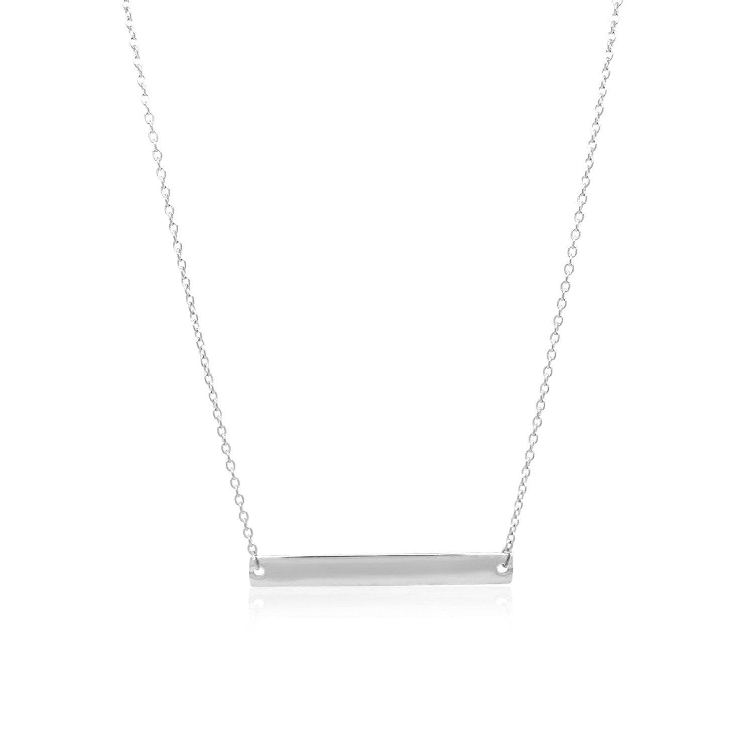 14k White Gold Smooth Flat Horizontal Bar Style Necklace - Sable Gold