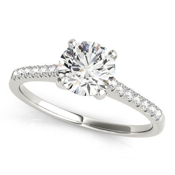 14k White Gold Single Row Scalloped Set Diamond Engagement Ring (1 1/8 cttw) - Sable Gold