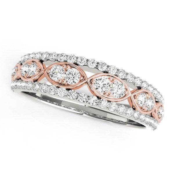 14k White And Rose Gold Doulbe Diamond Infinity Design Band (3/8 cttw) - Sable Gold