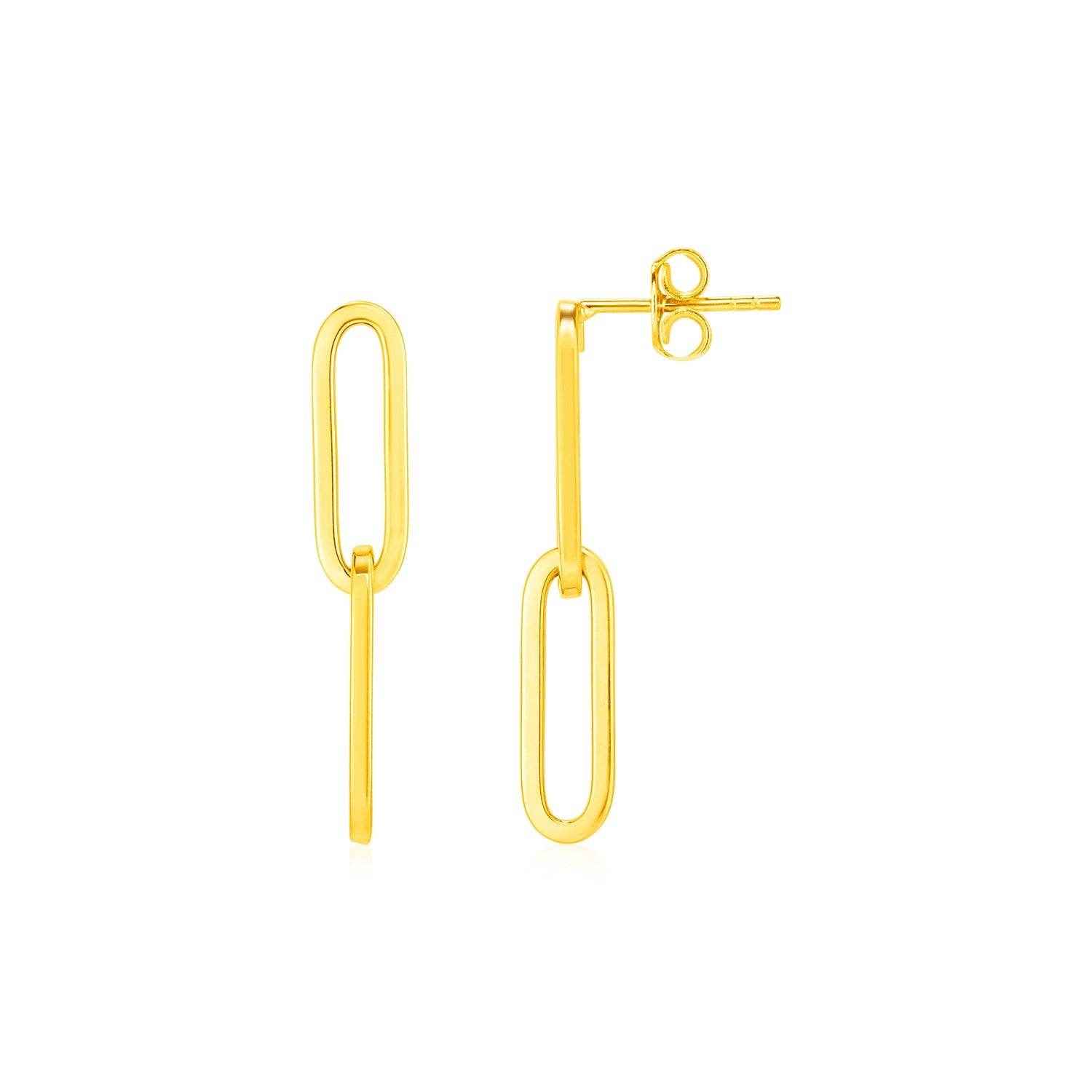 14K Yellow Gold Two Link Paperclip Chain Earrings - Sable Gold