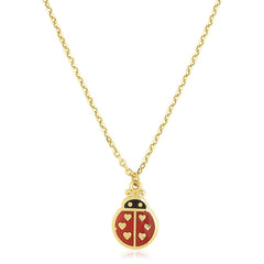 14k Yellow Gold High Polish Ladybug Enamel Necklace - Sable Gold