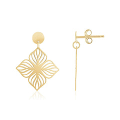 14K Yellow Gold High Polish Flower Cutout Earrings - Sable Gold