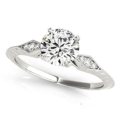 14k White Gold Diamond Engagement Ring with Side Clusters (1 1/8 cttw) - Sable Gold