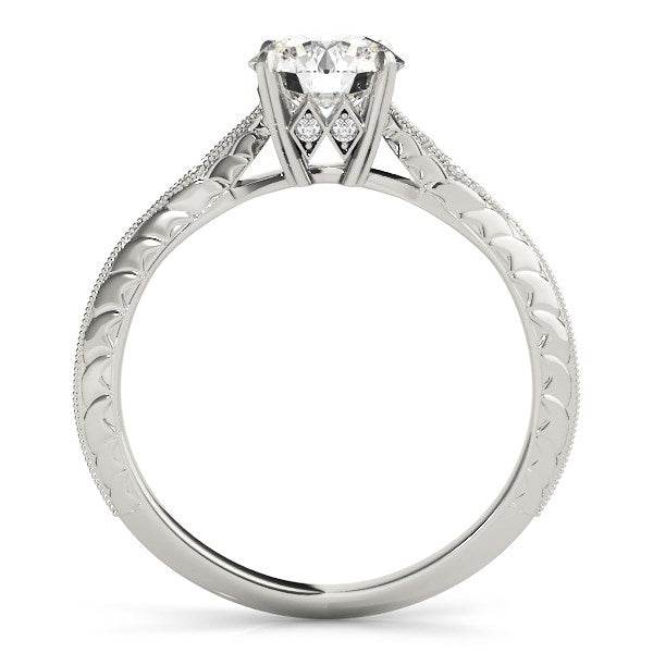 14k White Gold Diamond Engagement Ring with Side Clusters (1 1/8 cttw) - Sable Gold