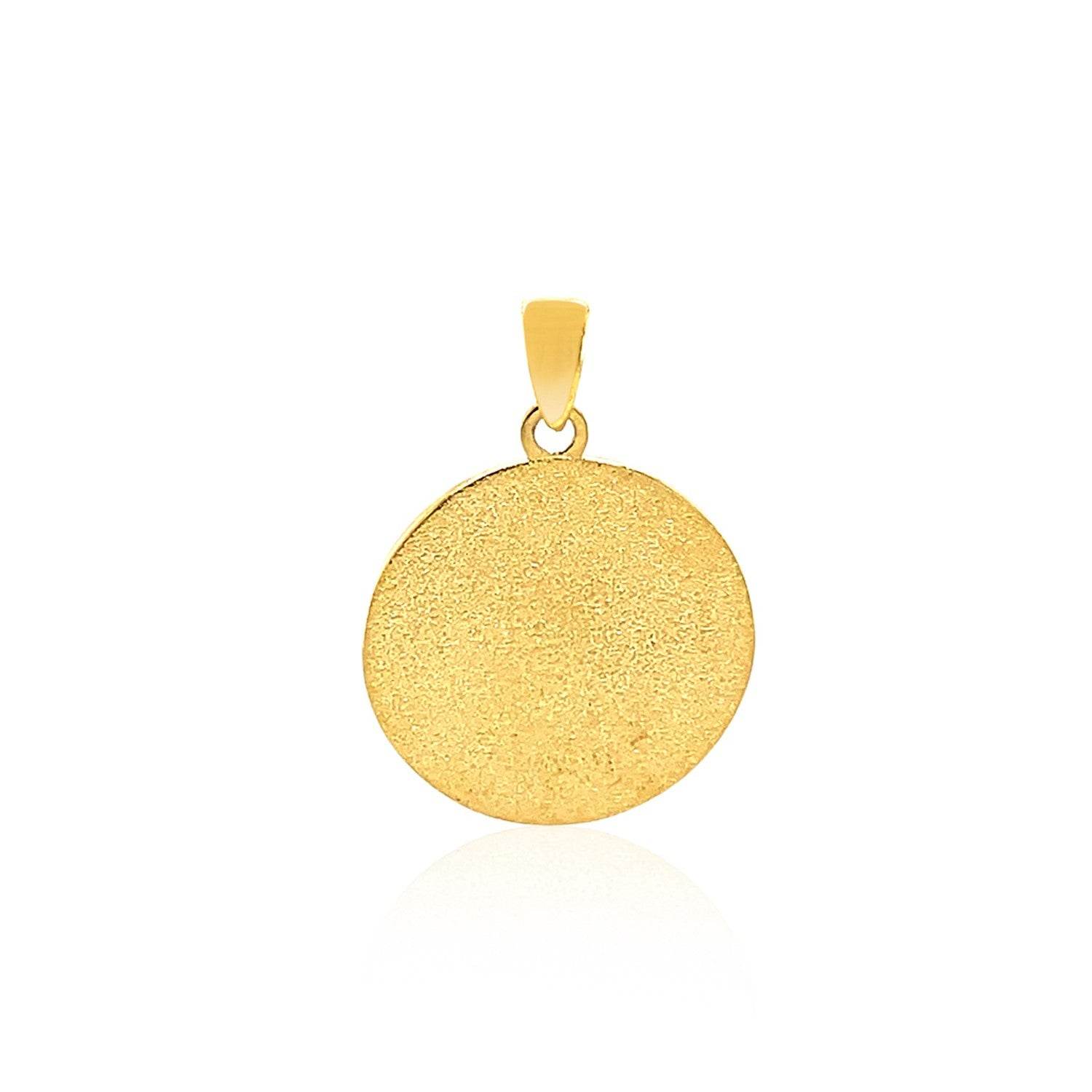 14k Two Tone Gold Round Textured Religious Medal Pendant - Sable Gold