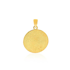 14k Two Tone Gold Round Textured Religious Medal Pendant - Sable Gold