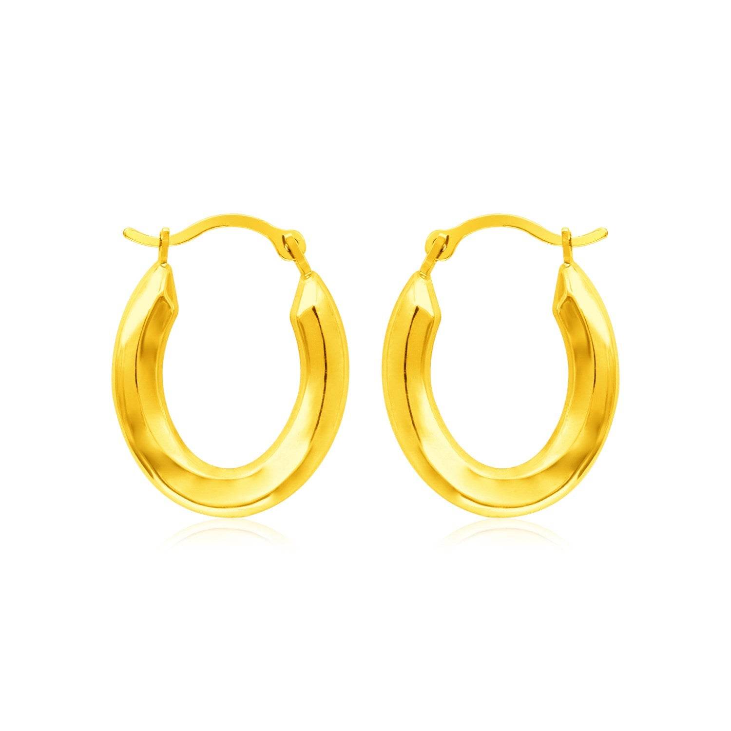 14k Yellow Gold Polished Oval Hoop Earrings - Sable Gold