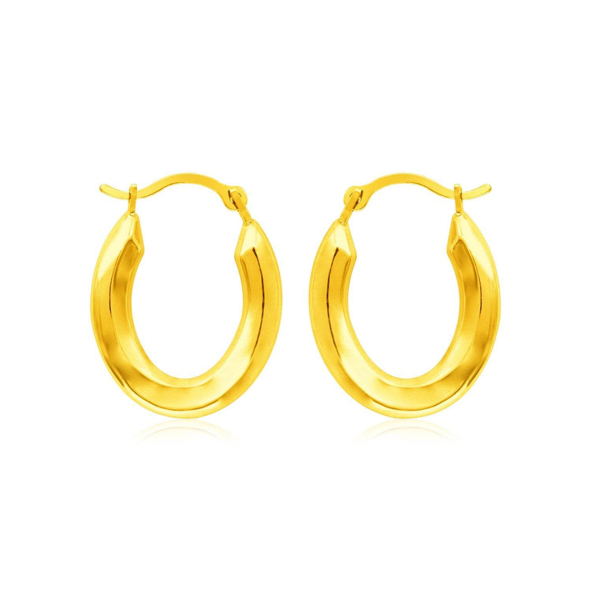 14k Yellow Gold Polished Oval Hoop Earrings - Sable Gold