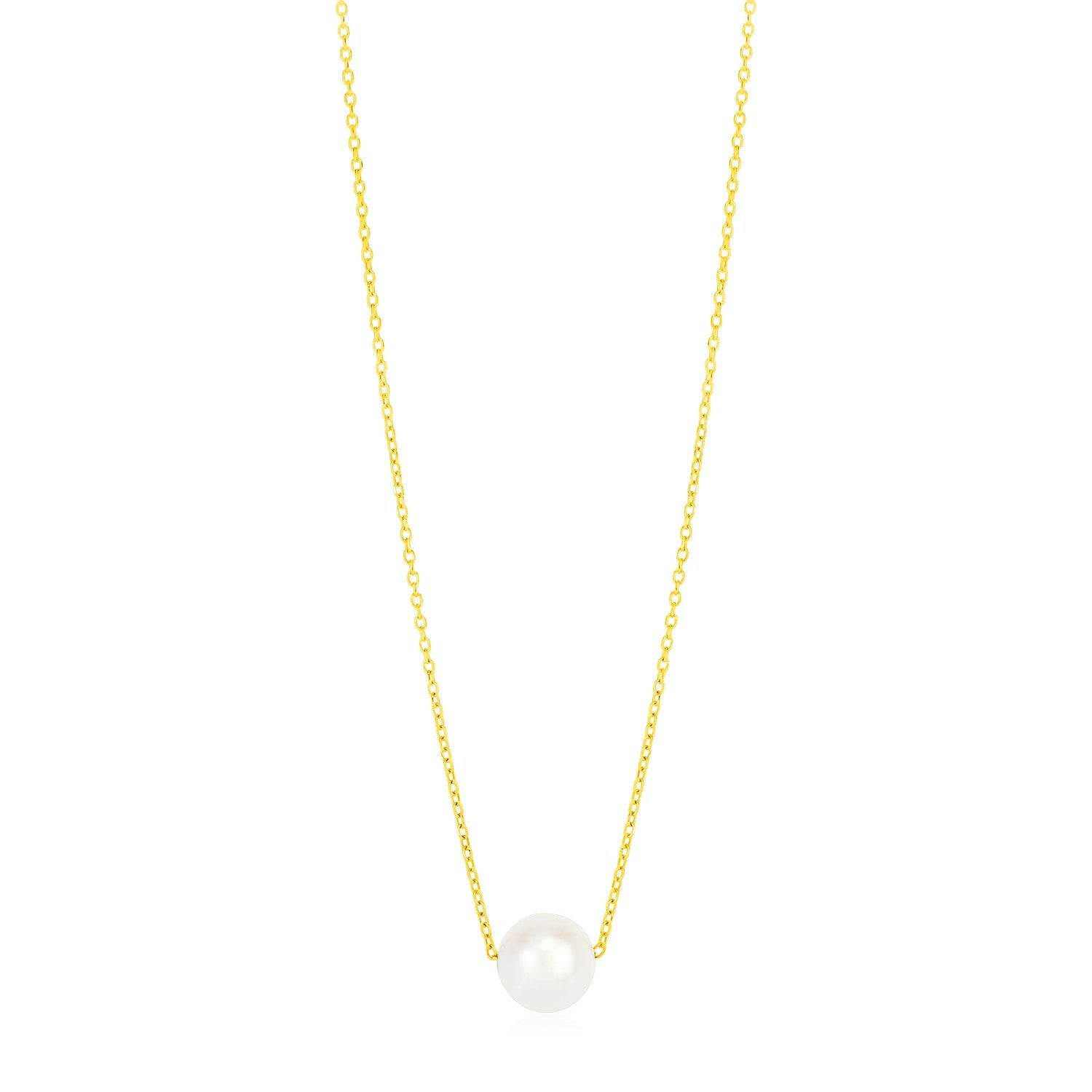 14k Yellow Gold 7mm Pearl Solitaire Necklace - Sable Gold