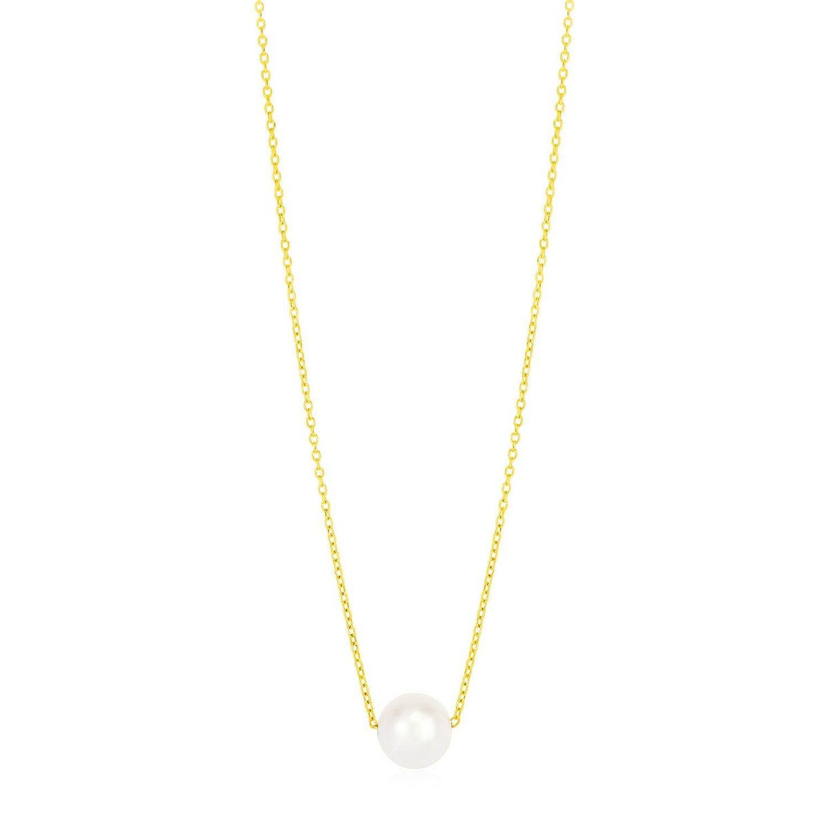 14k Yellow Gold 7mm Pearl Solitaire Necklace - Sable Gold