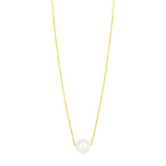 14k Yellow Gold 7mm Pearl Solitaire Necklace - Sable Gold