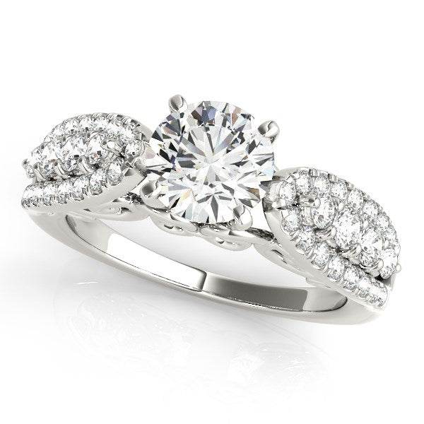 14k White Gold Multirow Shank Round Diamond Engagement Ring (1 1/2 cttw) - Sable Gold