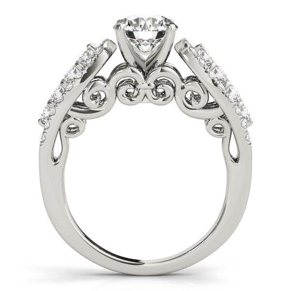 14k White Gold Multirow Shank Round Diamond Engagement Ring (1 1/2 cttw) - Sable Gold