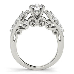 14k White Gold Multirow Shank Round Diamond Engagement Ring (1 1/2 cttw) - Sable Gold