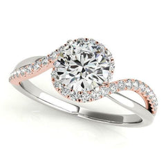 14k White And Rose Gold Bypass Band Diamond Engagement Ring (1 1/8 cttw) - Sable Gold