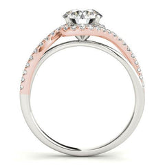 14k White And Rose Gold Bypass Band Diamond Engagement Ring (1 1/8 cttw) - Sable Gold