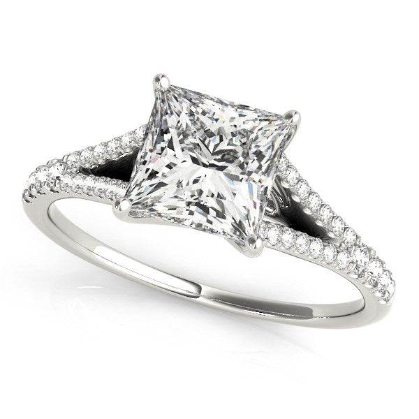 14k White Gold Princess Cut Split Shank Diamond Engagement Ring (1 1/8 cttw) - Sable Gold