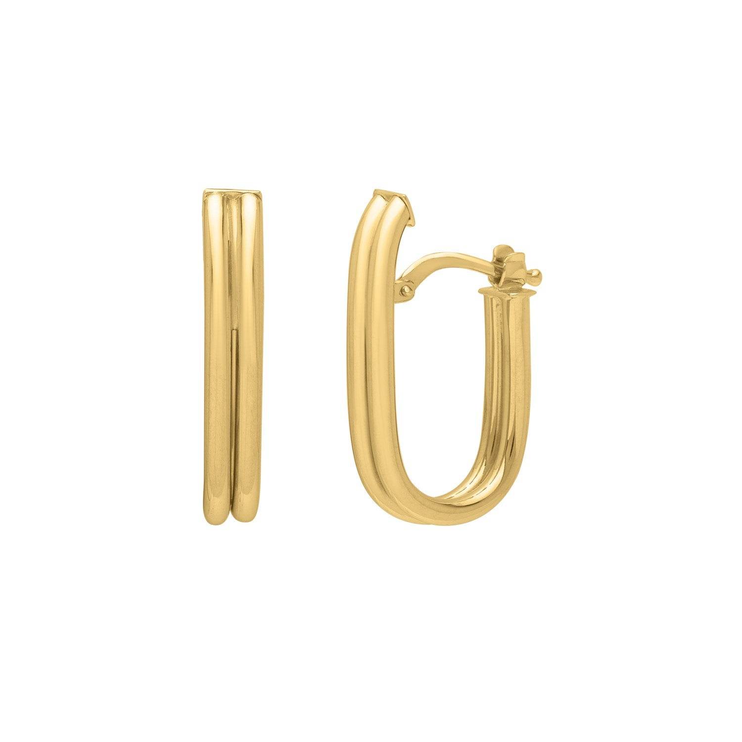 Double Oval Tube Hoop Earrings in 14K Yellow Gold - Sable Gold