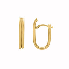 Double Oval Tube Hoop Earrings in 14K Yellow Gold - Sable Gold