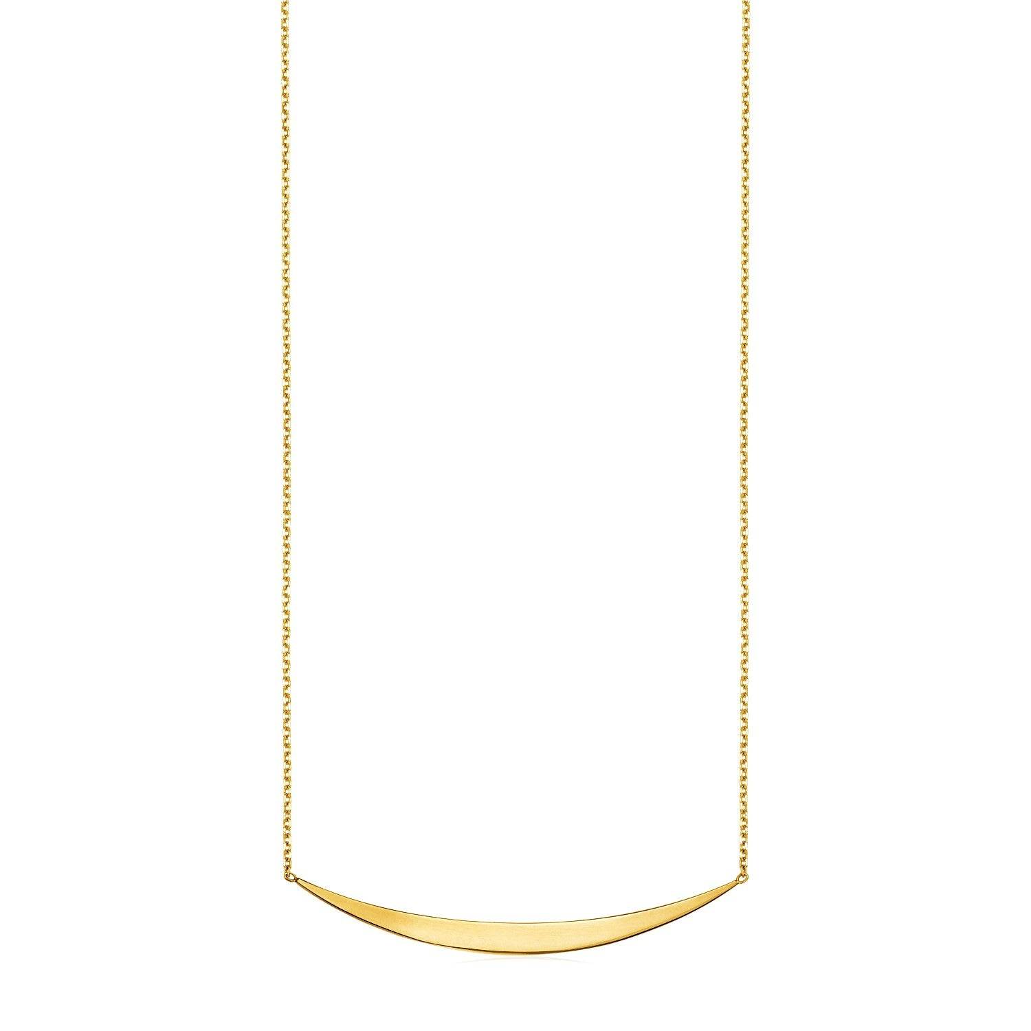 14k Yellow Gold Necklace with Polished Curved Bar Pendant - Sable Gold