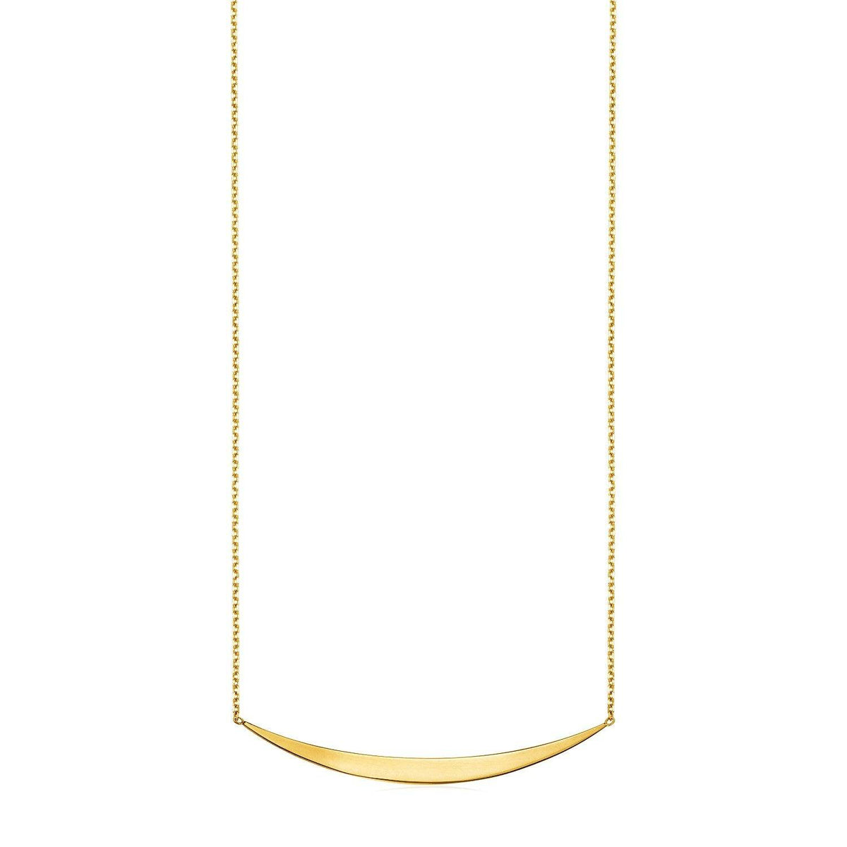 14k Yellow Gold Necklace with Polished Curved Bar Pendant - Sable Gold