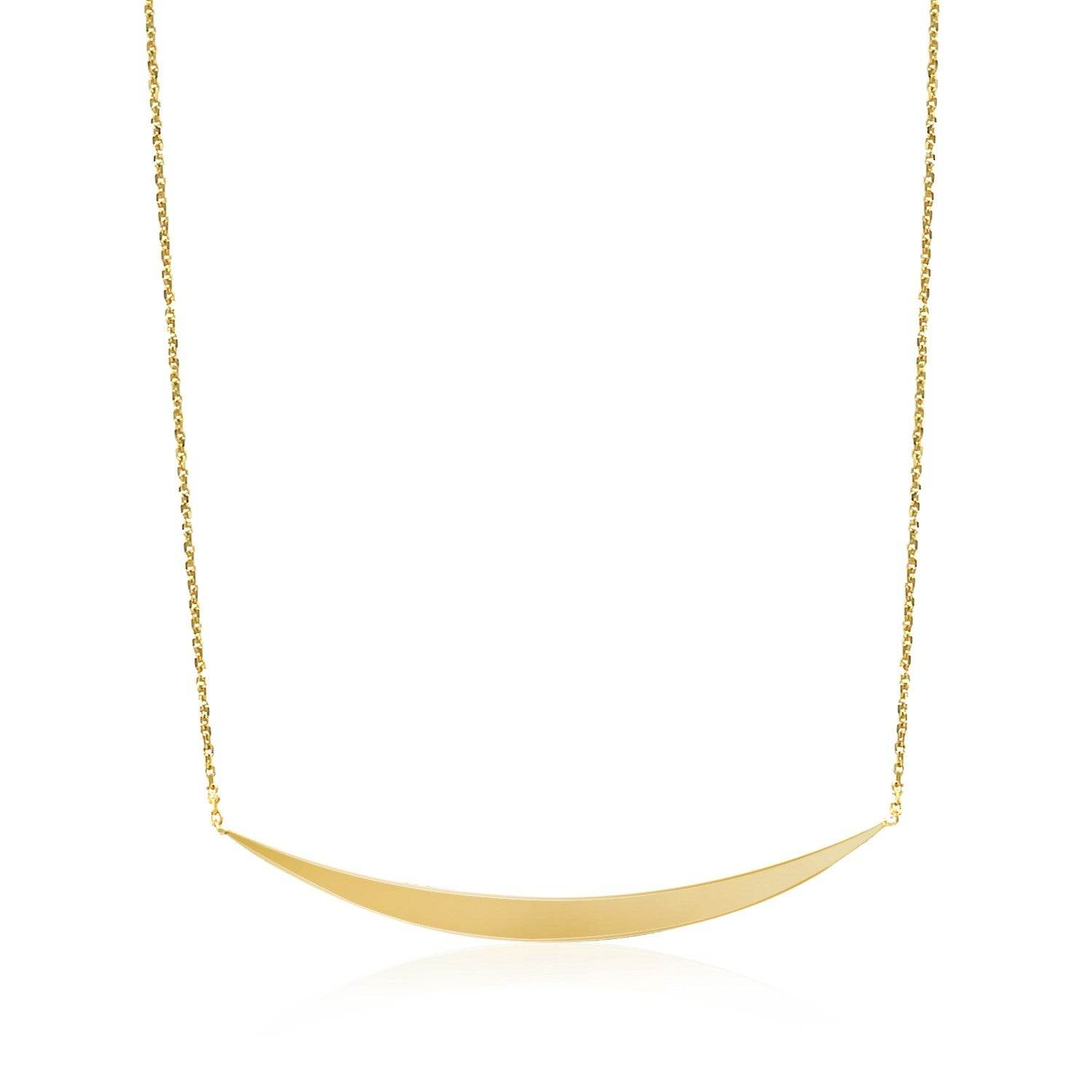 14k Yellow Gold Necklace with Polished Curved Bar Pendant - Sable Gold