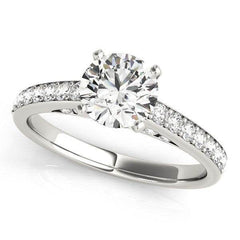 14k White Gold Single Row Prong Set Diamond Engagement Ring (1 3/8 cttw) - Sable Gold