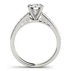 14k White Gold Single Row Prong Set Diamond Engagement Ring (1 3/8 cttw) - Sable Gold