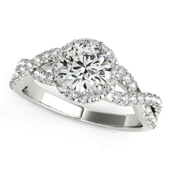 14k White Gold Entwined Split Shank Diamond Engagement Ring (1 1/2 cttw) - Sable Gold