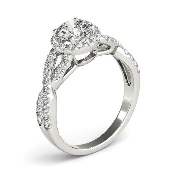 14k White Gold Entwined Split Shank Diamond Engagement Ring (1 1/2 cttw) - Sable Gold