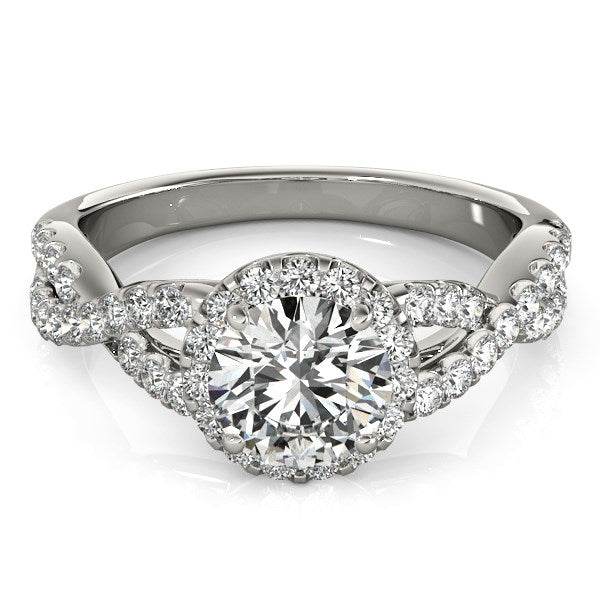 14k White Gold Entwined Split Shank Diamond Engagement Ring (1 1/2 cttw) - Sable Gold