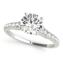 14k White Gold Diamond Engagement Ring With Single Row Band (1 3/4 cttw) - Sable Gold