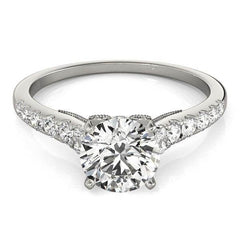 14k White Gold Diamond Engagement Ring With Single Row Band (1 3/4 cttw) - Sable Gold