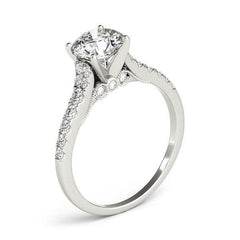 14k White Gold Diamond Engagement Ring With Single Row Band (1 3/4 cttw) - Sable Gold