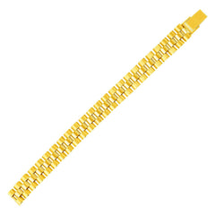 14k Yellow Gold Mens Panther Link Bracelet (9.30 mm) - Sable Gold