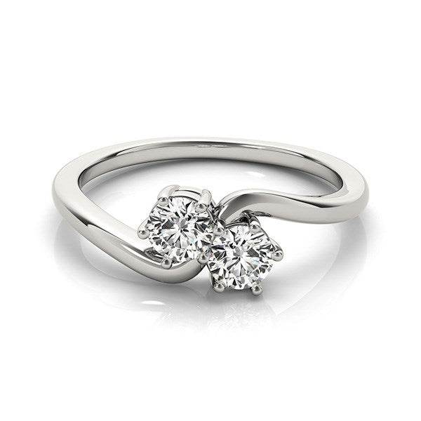 Solitaire Two Stone Diamond Ring in 14k White Gold (1/2 cttw) - Sable Gold