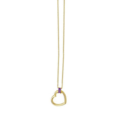 Amethyst Baguette Heart Necklace in 14K Yellow Gold - Sable Gold