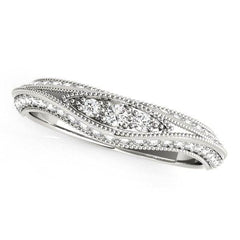 14k White Gold Curved Antique Style Diamond Wedding Ring (1/3 cttw) - Sable Gold