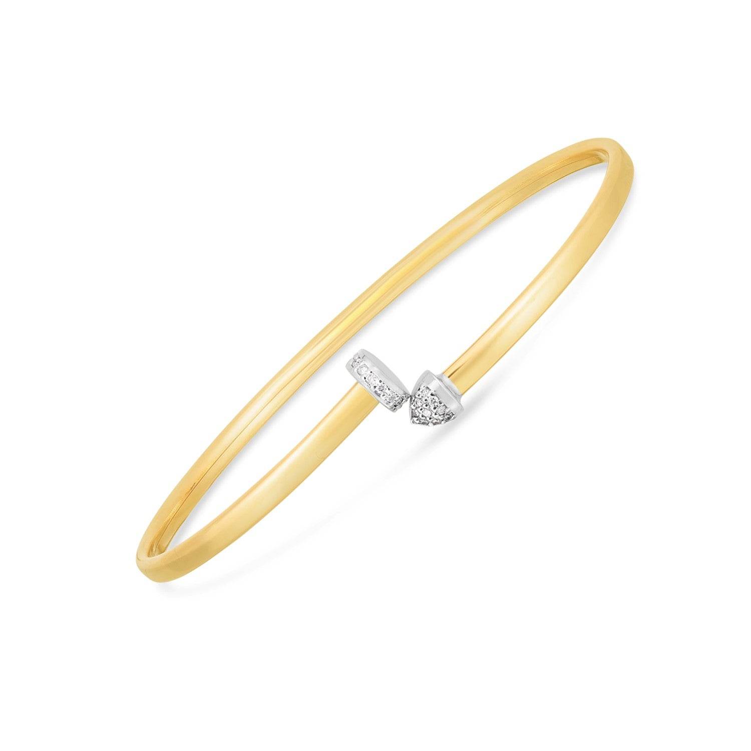 14k Two Tone Gold Diamond Hardware Bangle (3.00 mm) - Sable Gold